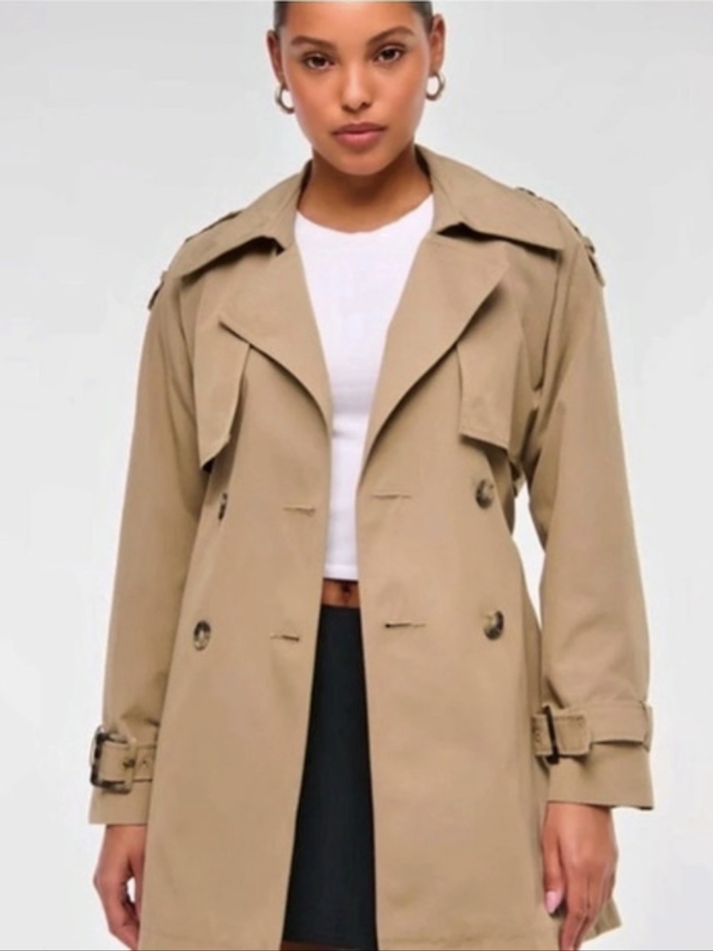 Abercrombie & Fitch A&F Mid Length Trench Coat Brown